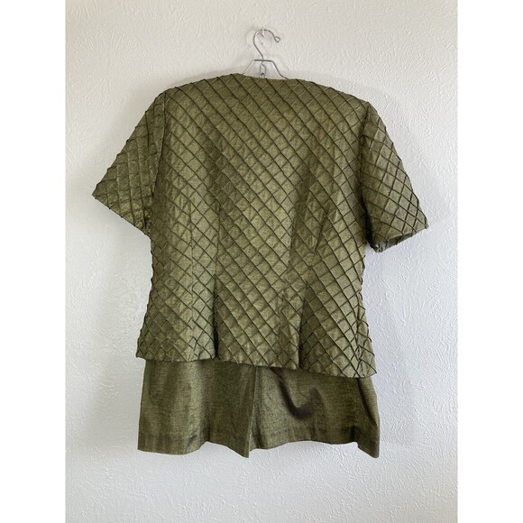 Vtg Handmade Womens 2 Pc Suit Unsized Measures 10 M Skirt & Top Green Retroglam - Picture 2 of 11
